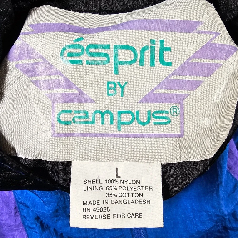 Vintage Esprit by Campus Colorblock Nylon Tracksuit Blue Purple Large 90s Rare‎